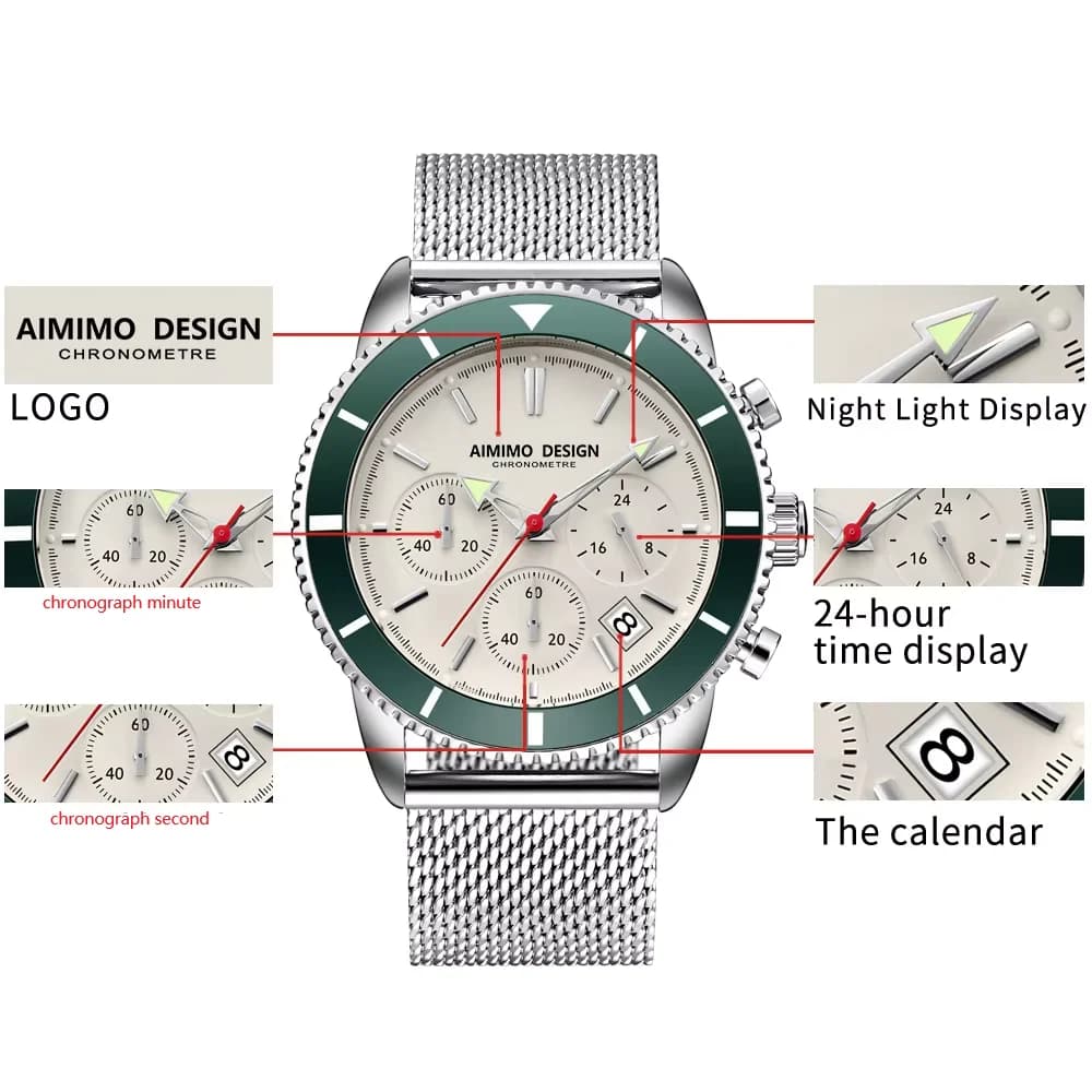 Montres pour hommes, analogiques, à quartz, chronographe, étanches, montres-bracelets pour hommes, m