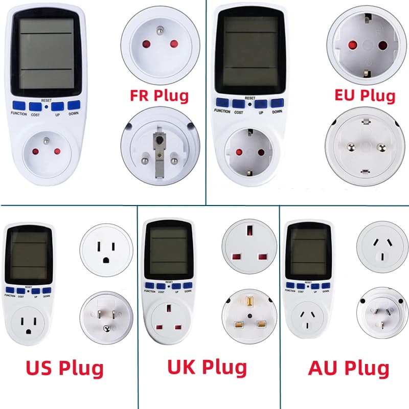 Prise de wattmètre LCD numérique, puissance souveraine, compteur d'énergie h, AC 220V, prise UE, ana