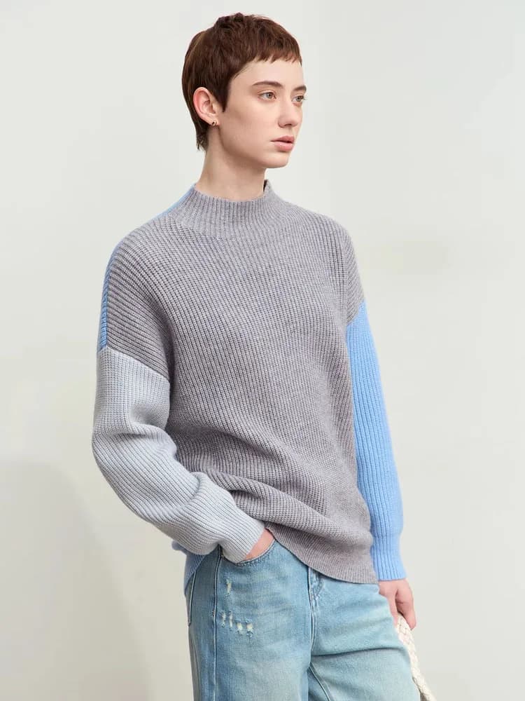 AMII minimalisme chandails femmes 2024 printemps vêtements de rue épissé haut tricoté manches tomban