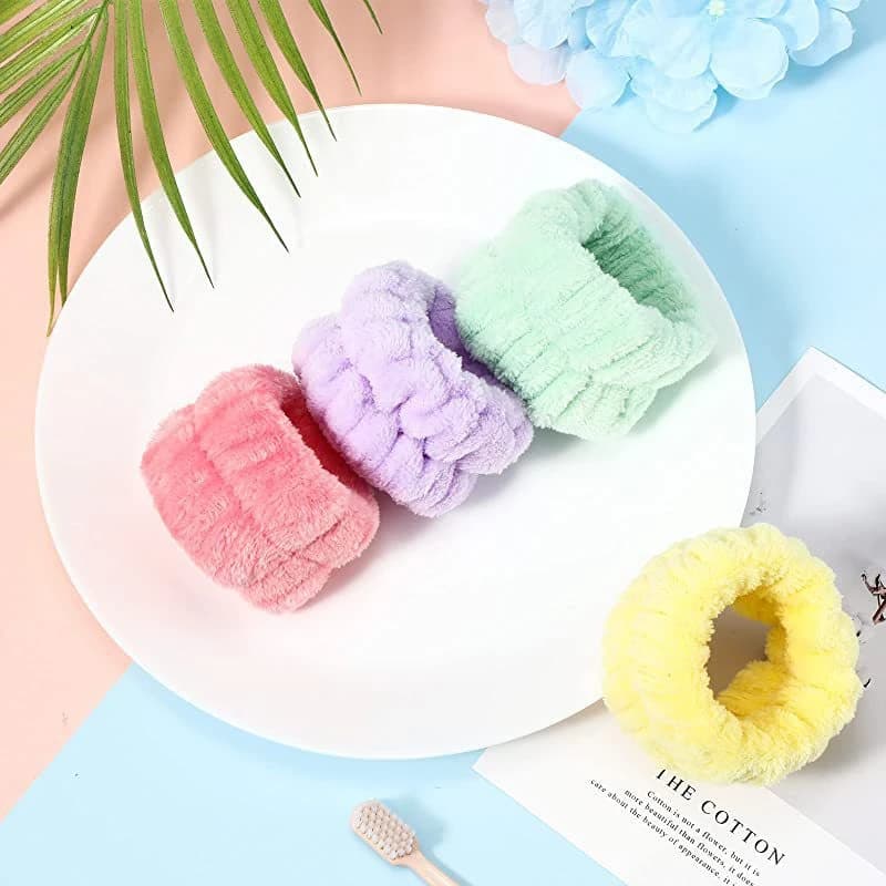 2 pièces réutilisable Spa poignet bandeau doux microfibre serviette bracelets pour laver le visage f