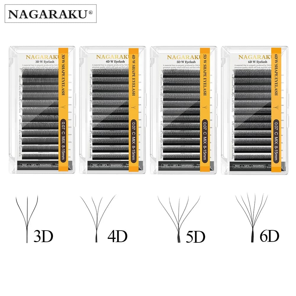 NAGARAKU floraison automatique forme W floraison 3D 4D 5D 6D ventilateurs préfabriqués Extensions de