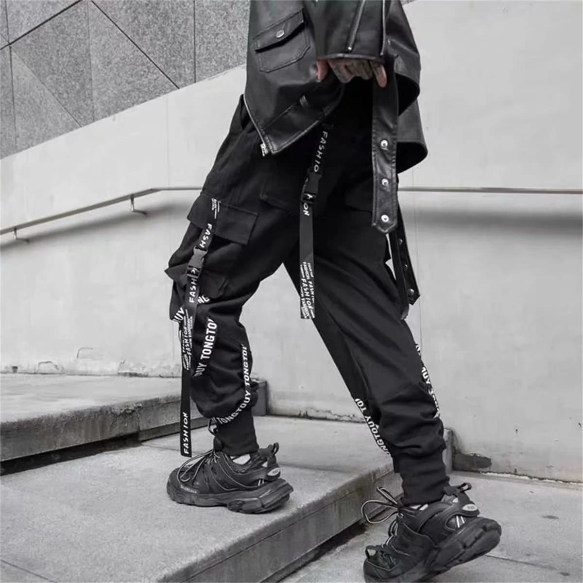 Pantalon Cargo noir pour hommes, jogging, Streetwear japonais, Hip Hop, Hippie, Techwear, pantalon à