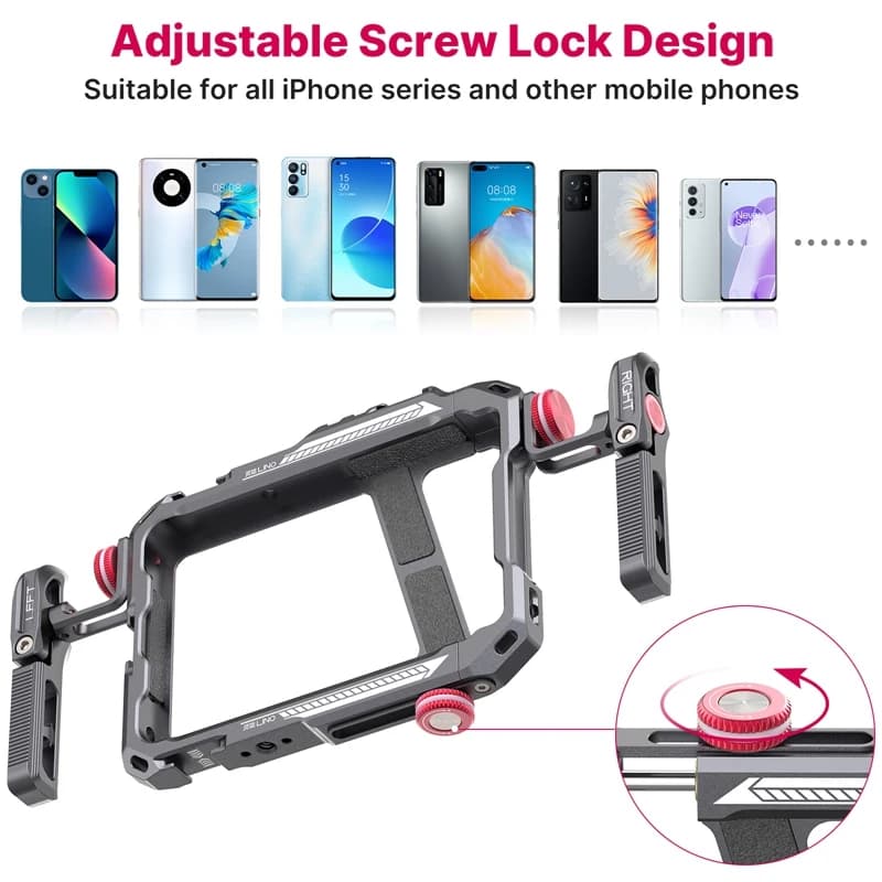 Ulanzi Lino téléphone Cage vidéo Vlog plate-forme poignée pour 5.4 ''à 6.7'' iPhone X 11 12 13 14 Pr