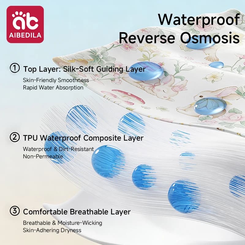 AIBEDILA Couche-culotte imperméable pour bébé, lavable, protège-matelas pour nouveau-né, motif dessi