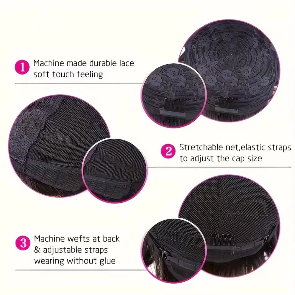 Perruque coupe lutin de cheveux humains pour femmes, entièrement fabriquée à la machine, couches cou