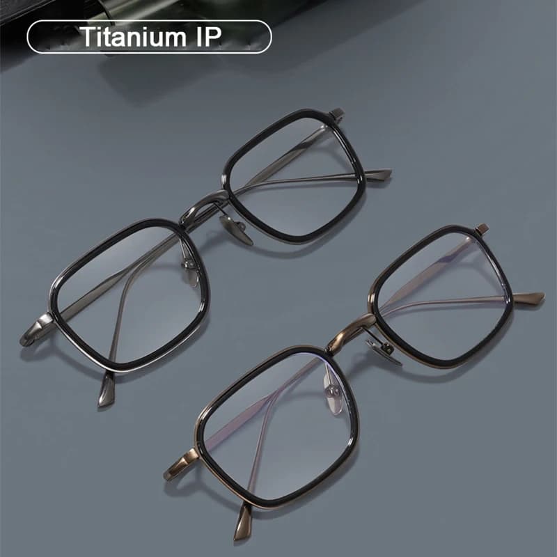 Monture de lunettes carrée en acétate et titane de marque japonaise, pour hommes d'affaires, de luxe