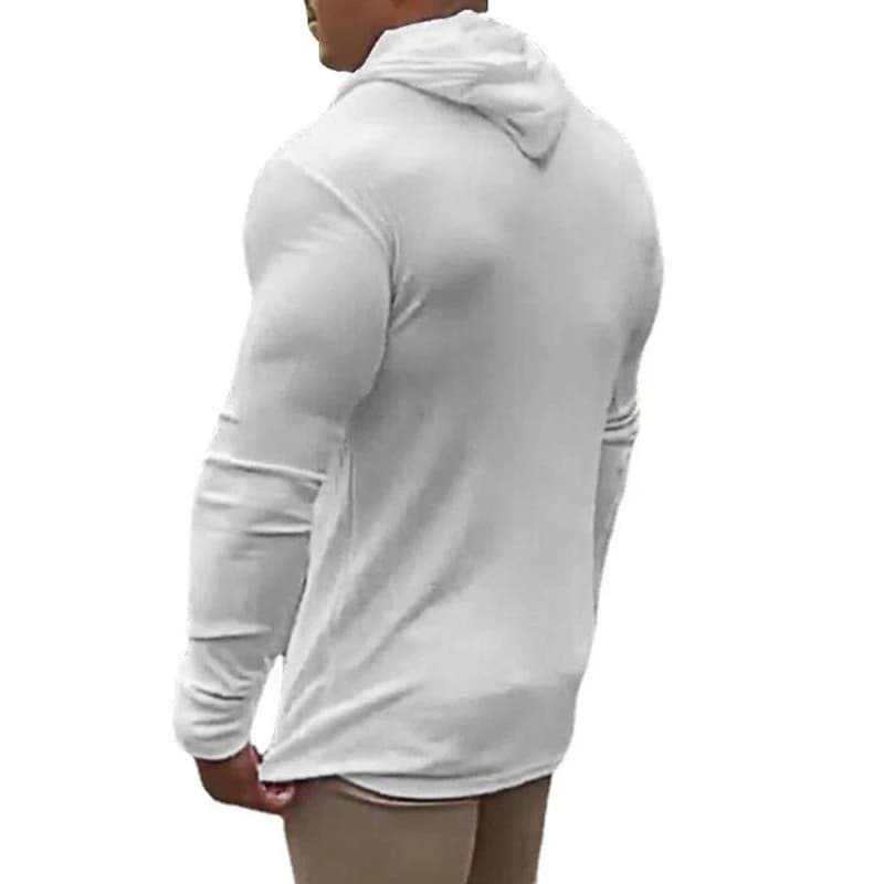 Automne respirant séchage rapide tricoté chemise à capuche hommes Fitness Sport à manches longues à 