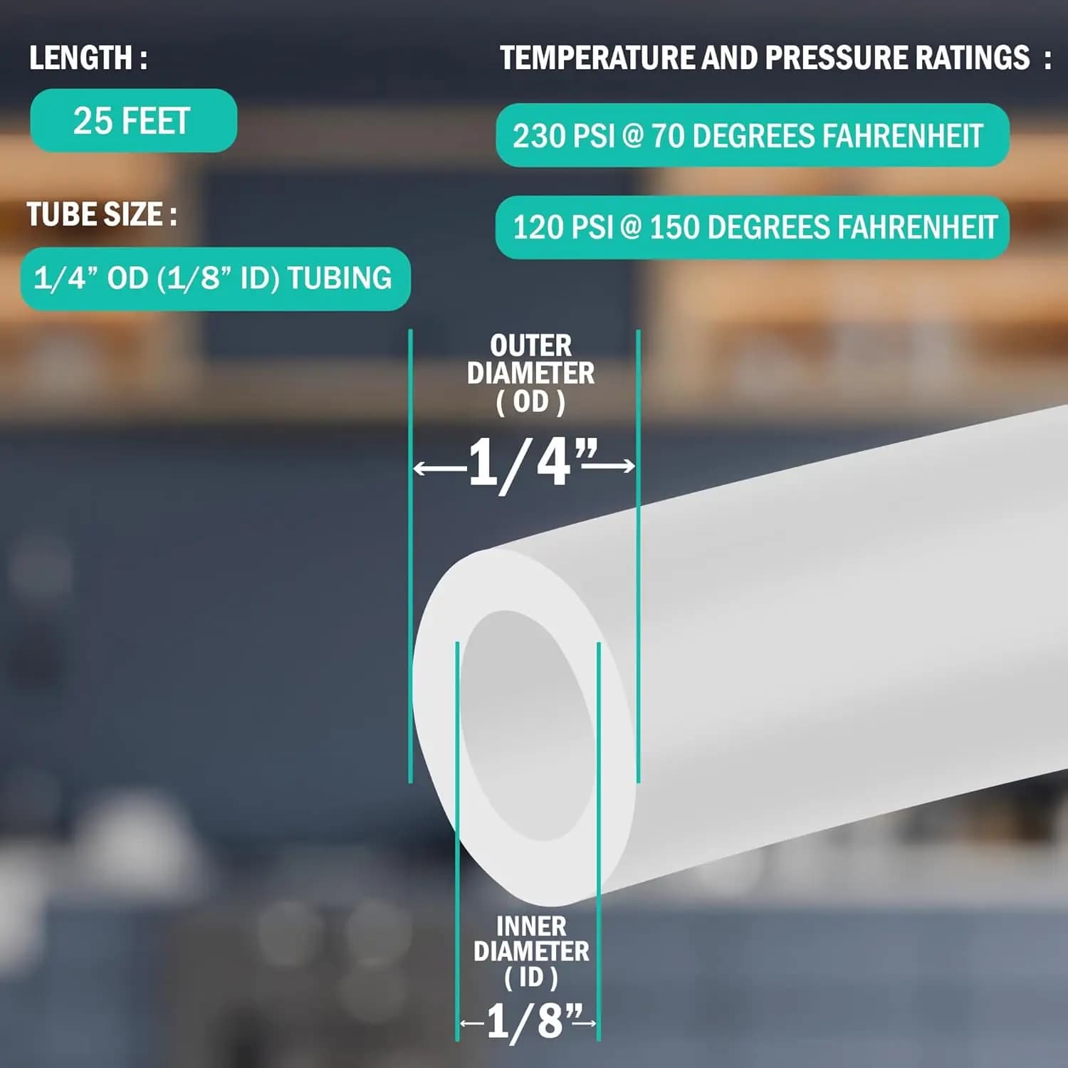 Tube pour les barrage, 1/4 pouces OD NSF ignorez 25 pieds de long, osmose, systèmes de filtration d'