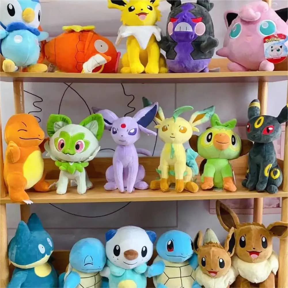 18-28 cm Pokemon Peluche Grookey Sprigatito Oshawott Leafeon Espeon Morpeko Gonbe Mimikyu Anime Figu