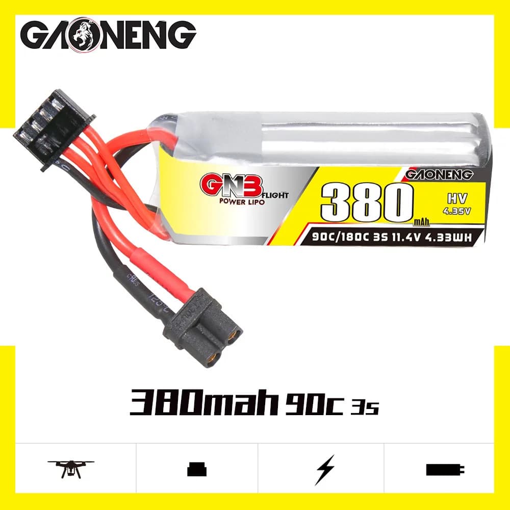 GNB HV 3S 11.4V 380mAh 90C/180C batterie Lipo pour voitures RC bateaux hélicoptère RC quadrirotor FP