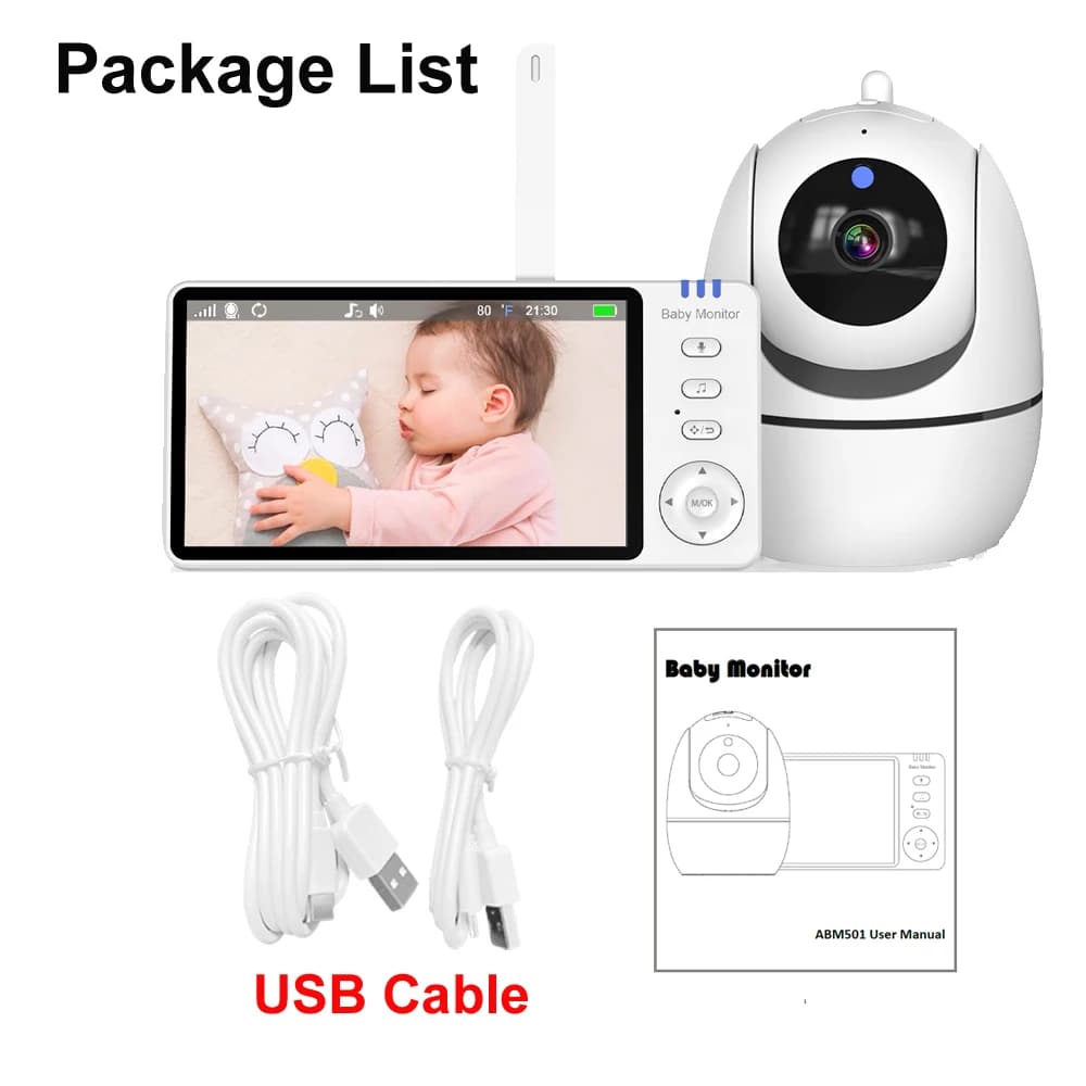 Moniteur vidéo pour bébé avec caméra et audio, moniteur pour bébé à écran 5 pouces, sans WiFi, camér