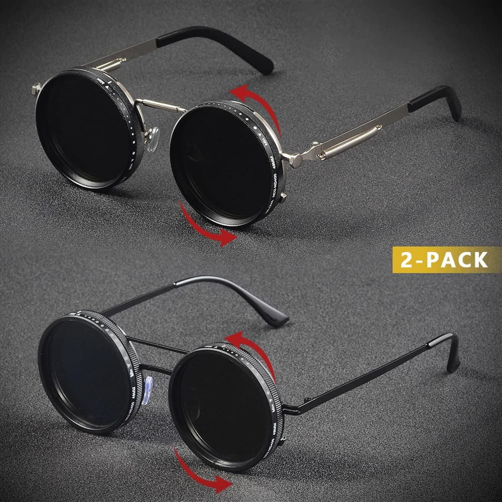 CRIXALIS 2 pièces lunettes de soleil polarisées rondes ND9 à gradation réglable hommes femmes Punk h