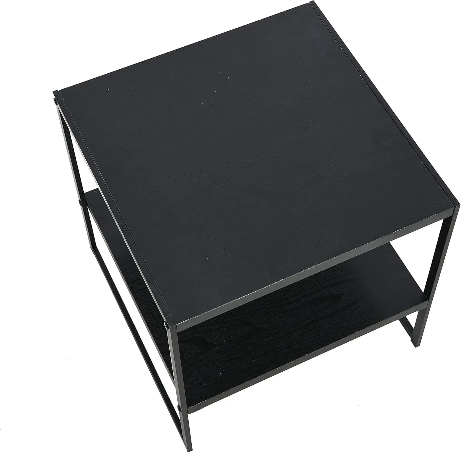 Essentials Jamestown Table d'appoint carrée avec étagère de rangement grain de bois de chêne noir et