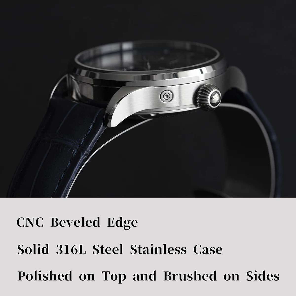 Sugess montre pour hommes édition limitée phase de lune boîtier en acier inoxydable 316L Tianjin ST2