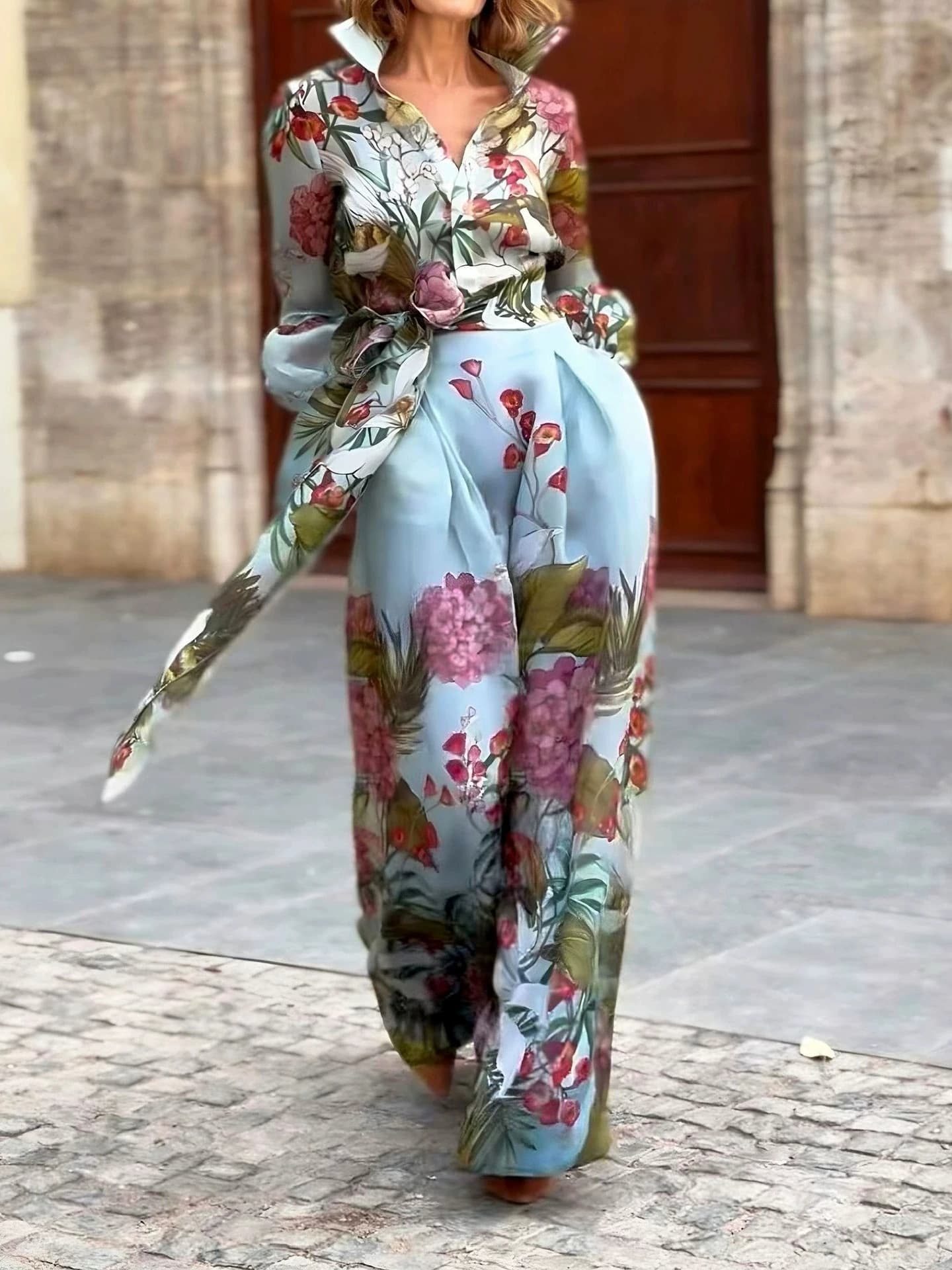 Nouveau style d'automne et d'hiver, style de vacances élégant et romantique, ensemble deux pièces de