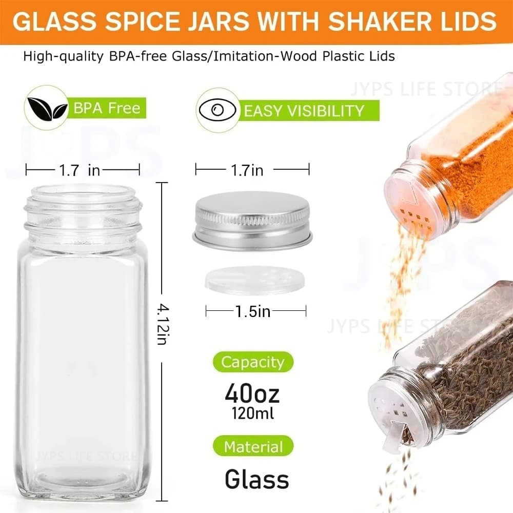 Pots à épices en verre avec couvercles métalliques, 12 pièces, salière, poivrière, récipients d'assa