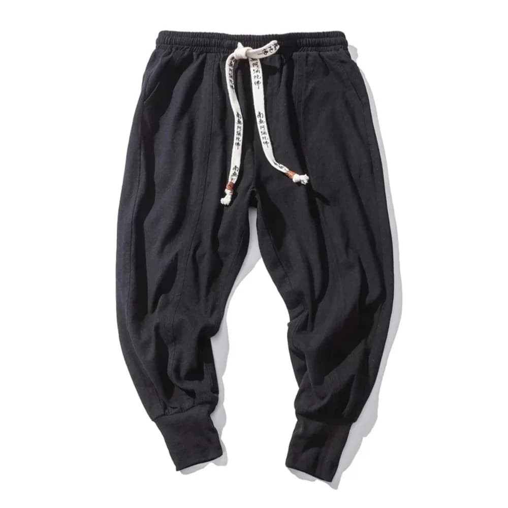 Coton lin sarouel hommes Streetwear Joggers nouveau Baggy goutte-entrejambe pantalon pantalon décont