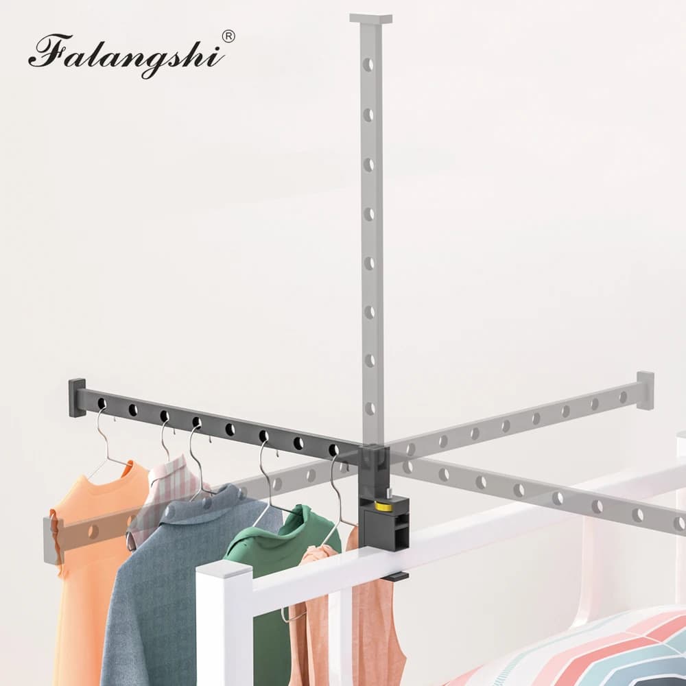 Porte-vêtements noir pliable, cintres muraux, support de séchage, espace en aluminium, Organization 