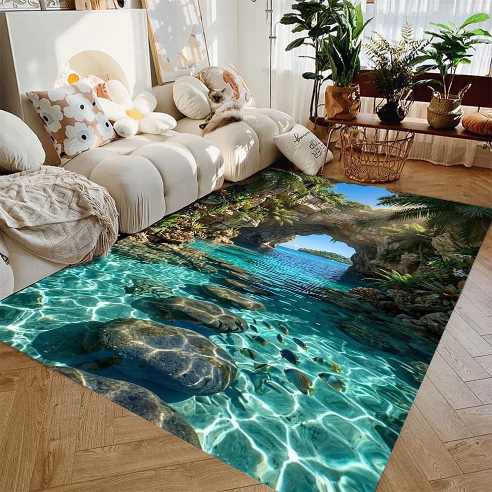 Tapis imprimé représentant un monde sous-marin, décoration marine estivale pour la maison, tapis ant