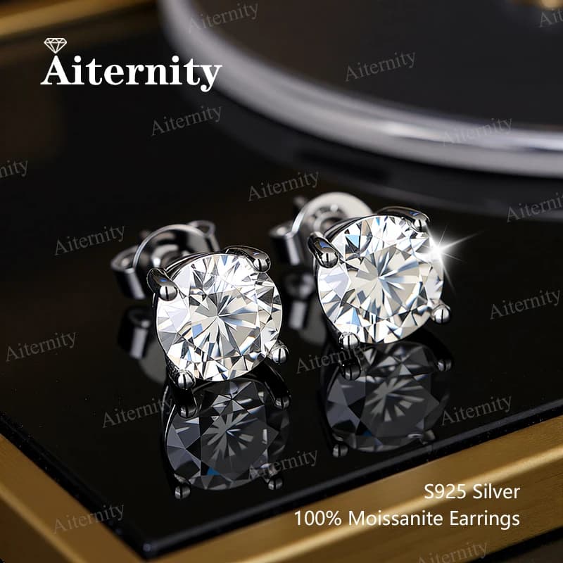 Boucles d'oreilles Moissanite 100% pour femmes, certificat GRA, stylo de Test de diamant, clous d'or