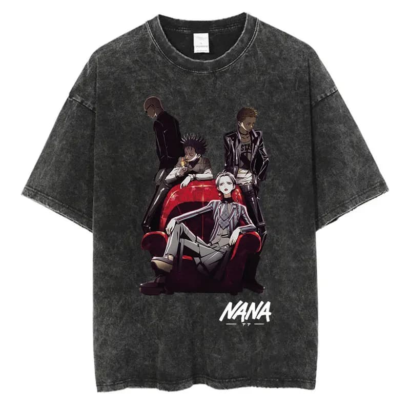 Anime japonais Nana Osaki imprimé Vintage lavé T-Shirt Harajuku Streetwear graphique T-Shirt été à m