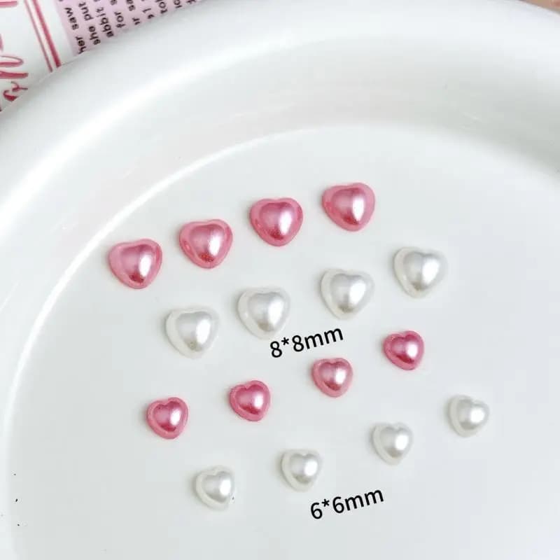 Breloques mélangées en résine 3D pour Nail Art, rose, blanc, cœur, perle de simulation, décorations 