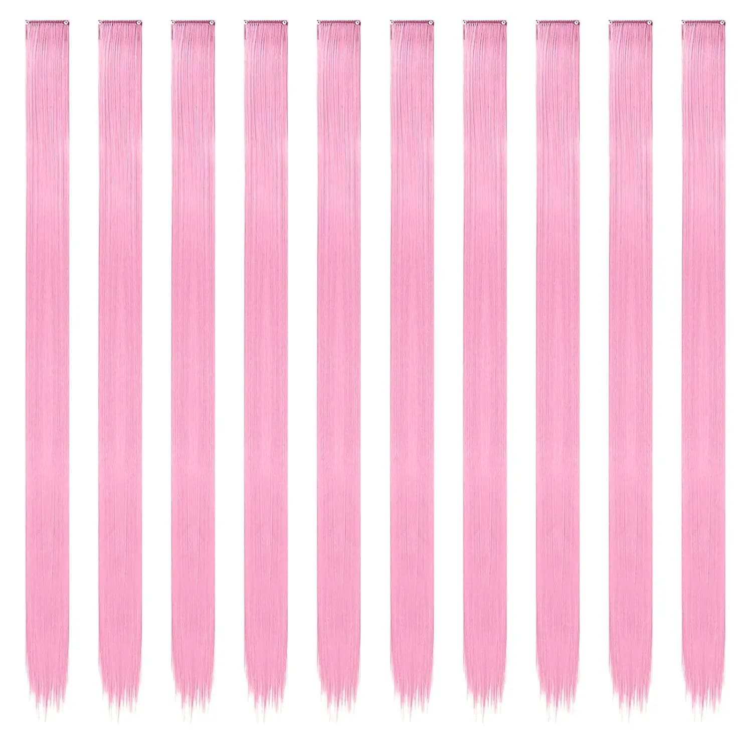 Extensions de cheveux synthétiques longues à clips, 22 pouces, 6/12 pièces, Extensions de cheveux ro