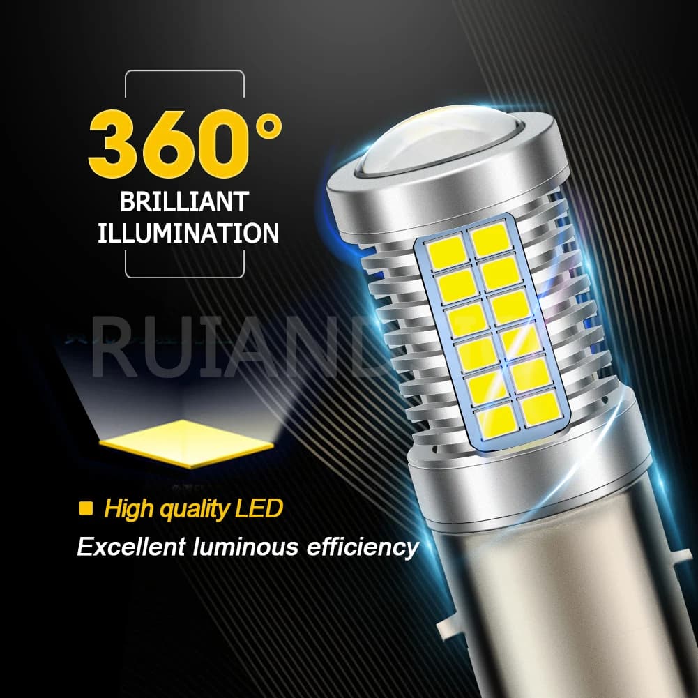 Ampoule de phare de Moto Led 6V P15D H6M H6 H4 BA20D, 2835 puces, lampe pour Scooter, accessoires de