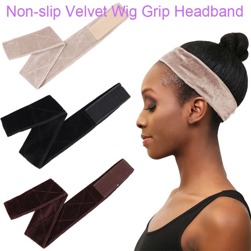 5.5cm de largeur anti-dérapant perruque Grip bandeau doux velours bandeau pour perruque Fastern régl