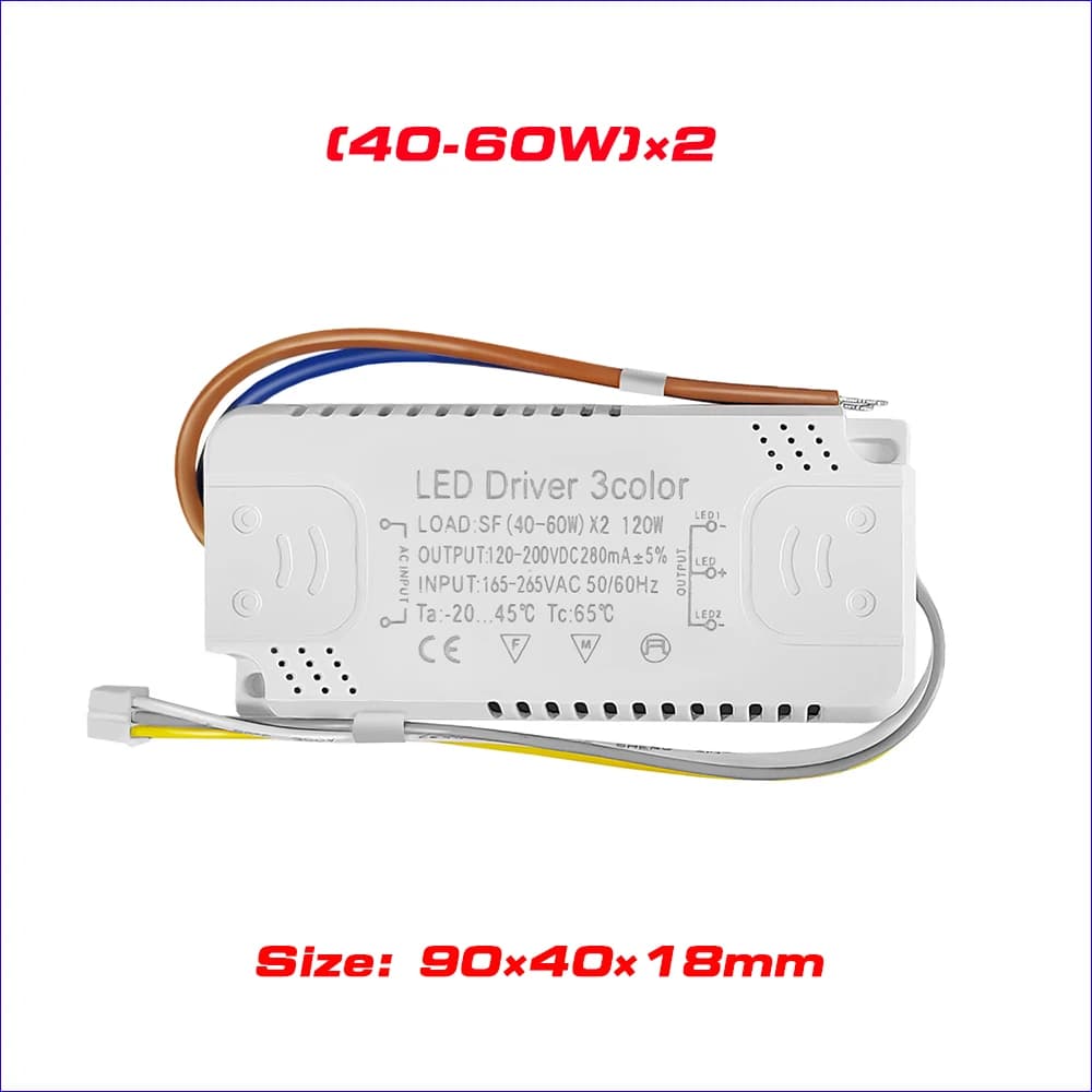Adaptateur de pilote LED pour alimentation AC 165-265V, 3 couleurs, 40-60W × 2 60-80 × 2, KampmA, un