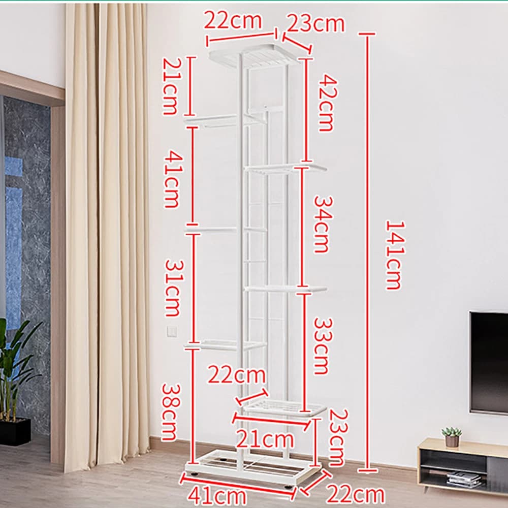 Support pour plantes en métal à 8 niveaux, 9 supports pour plantes en pot d'intérieur et d'extérieur