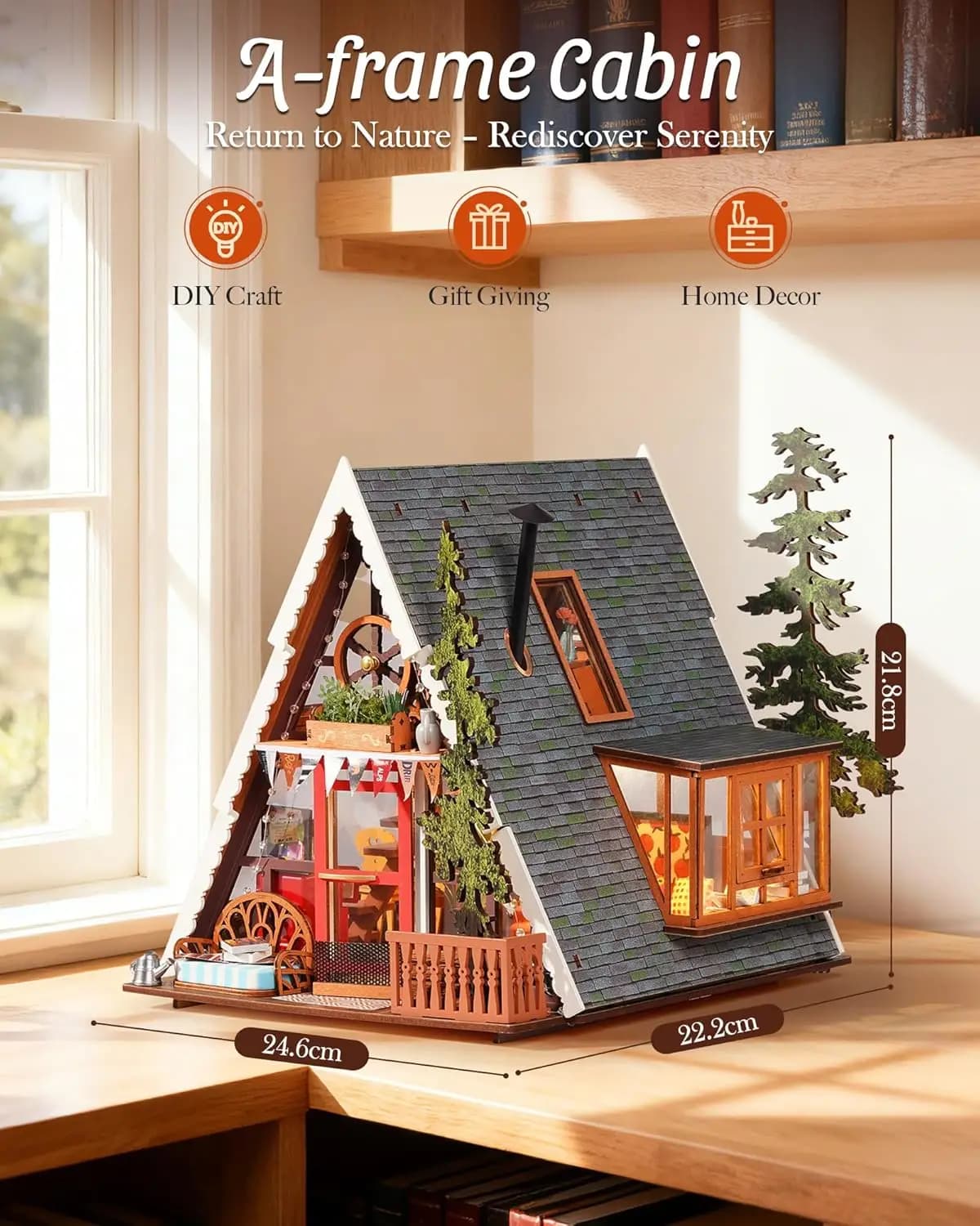 Kit de maison miniature Rolife DIY, cabane en forme de A, puzzle en bois 3D, petite maison avec lant