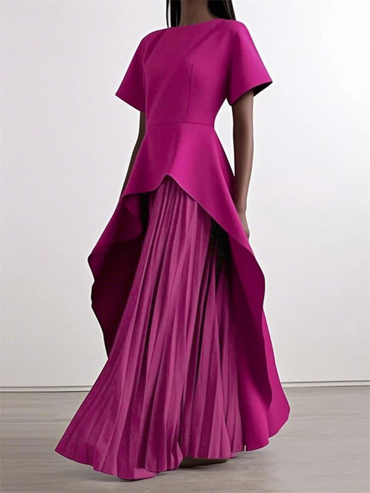Yeezzi – robe Peplum élégante pour femmes, pour Banquet de mariage, manches courtes plissées, ourlet
