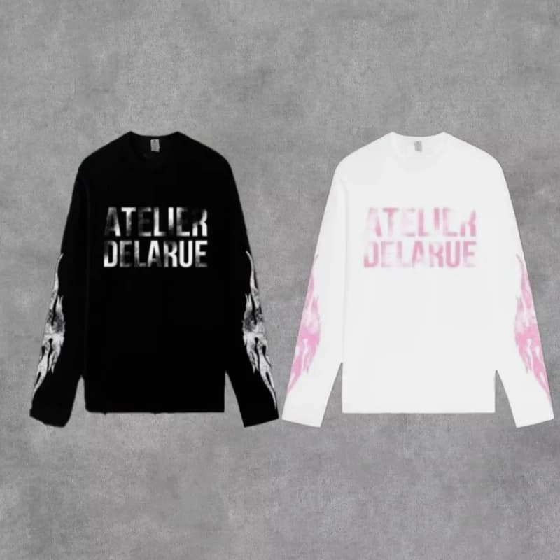 Y2K Harajuku rétro Niche à manches longues imprimé lettre flamme hauts nouvelle mode décontracté con