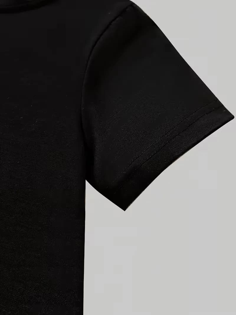Tenue noire et violette tendance pour filles de 4 à 12 ans : T-shirt à manches courtes et pantalon é