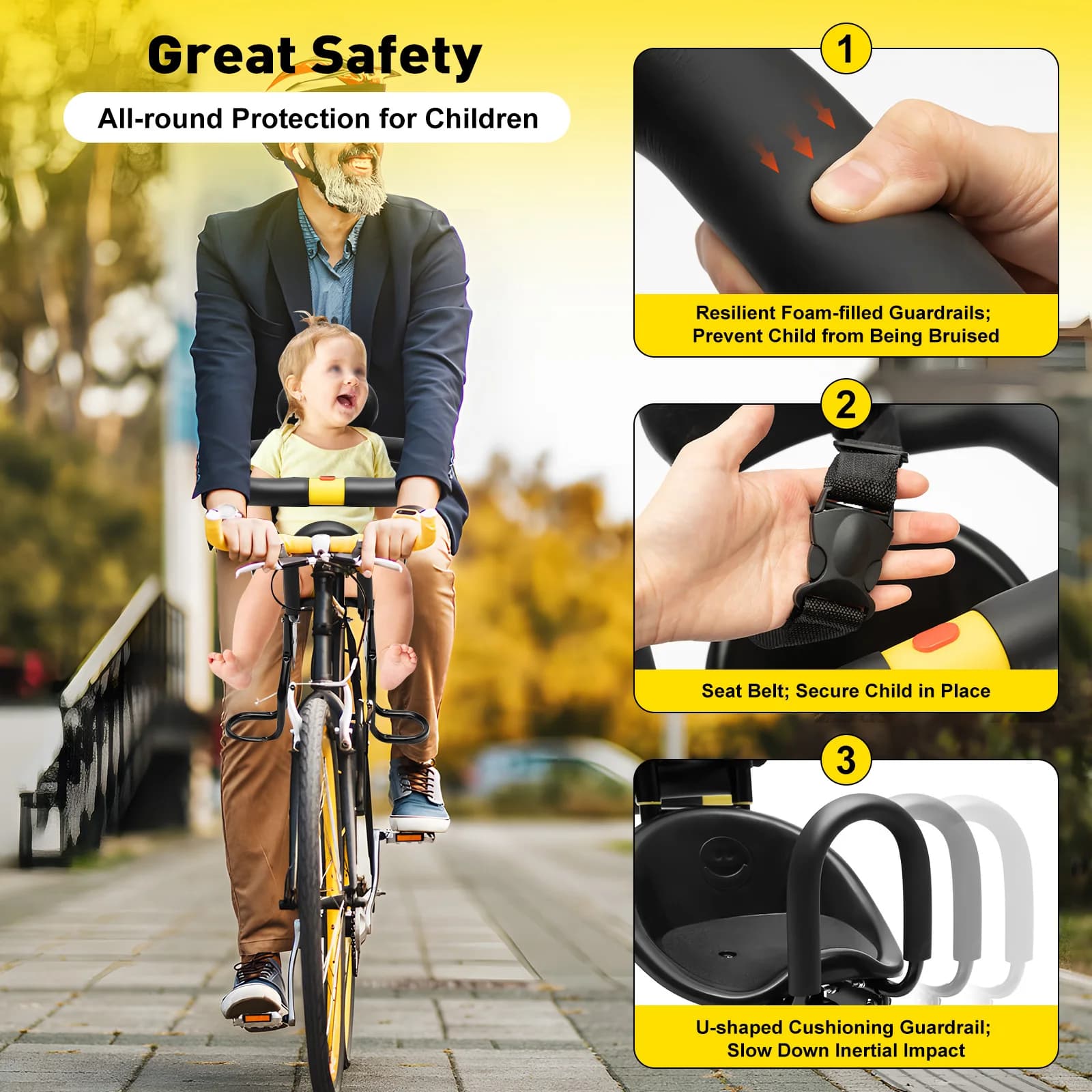 Chaise de vélo portable pour bébé, siège de sécurité pour enfant en bas âge, montage frontal Electro