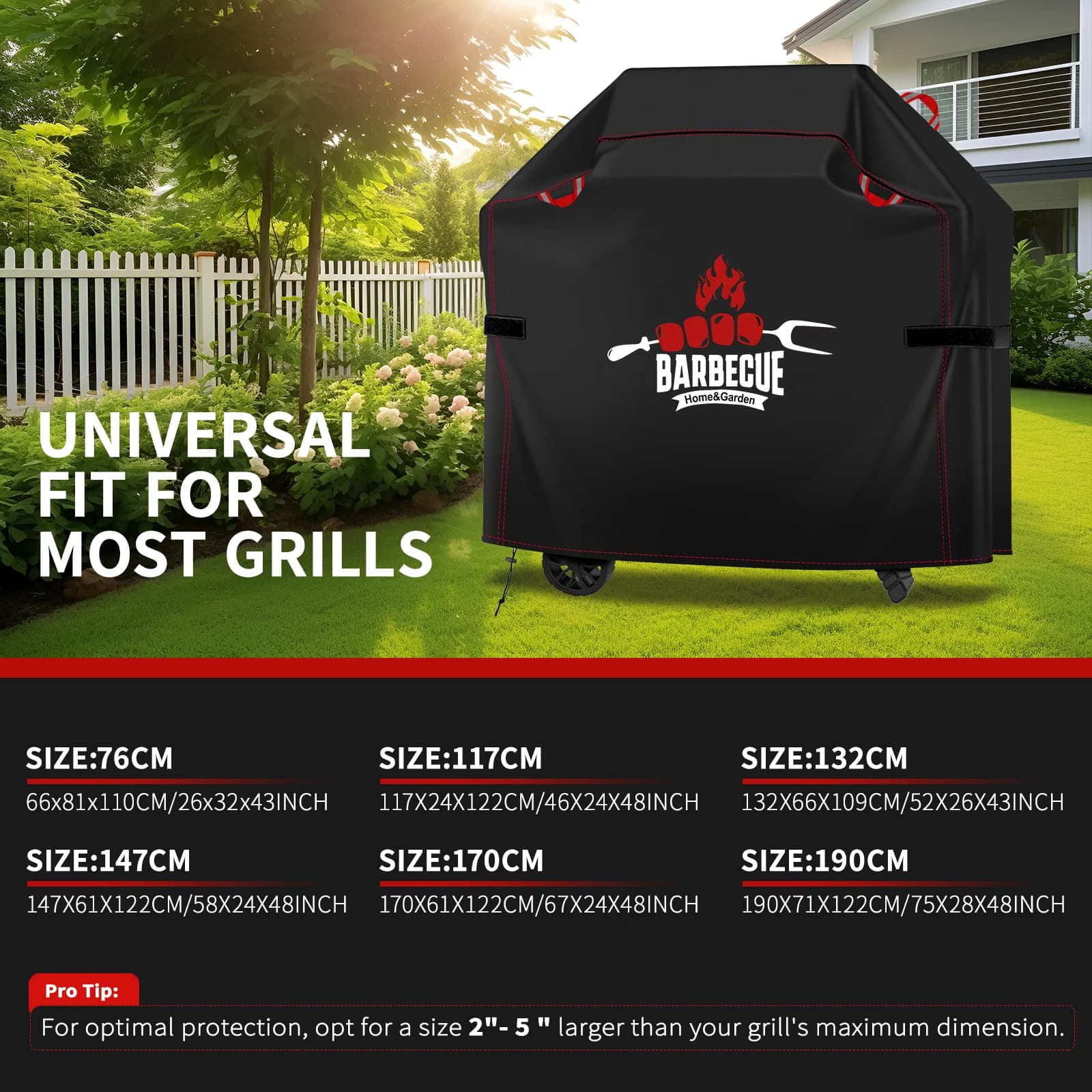 【Housse de barbecue Ry Red Line】Housse de barbecue d'extérieur, fabriquée en tissu Oxford résistant 