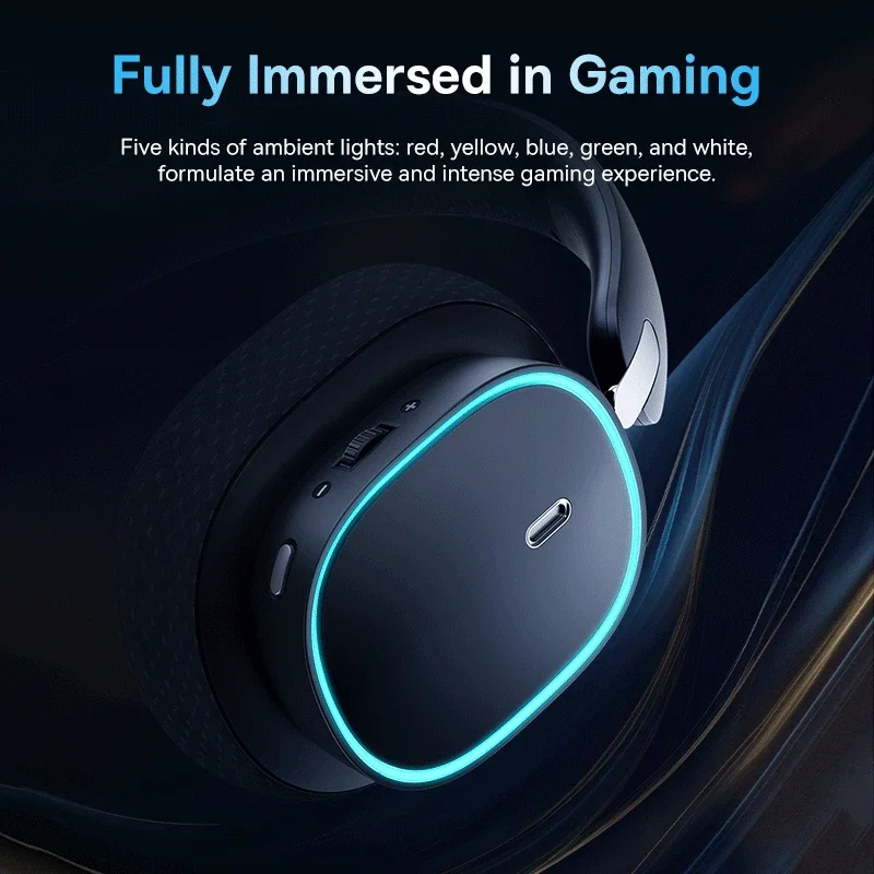 Baseus GH02 casque sans fil de jeu avec micro casque supra-auriculaire Bluetooth 5.3 40mm pilote 2.4