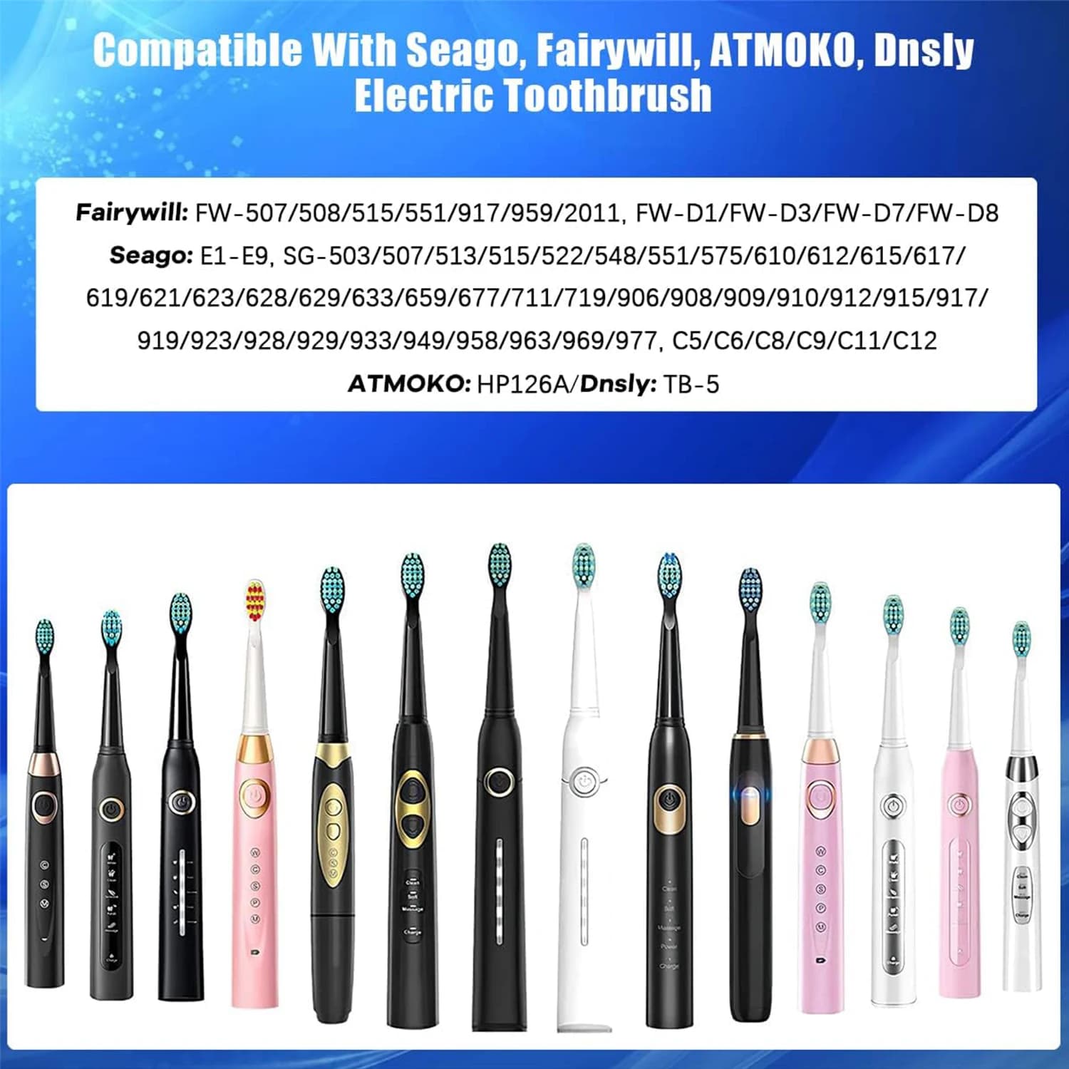 Têtes de rechange pour brosse à dents électrique, 4/5/10/20 pièces, compatibles avec SEAGO SG910/507