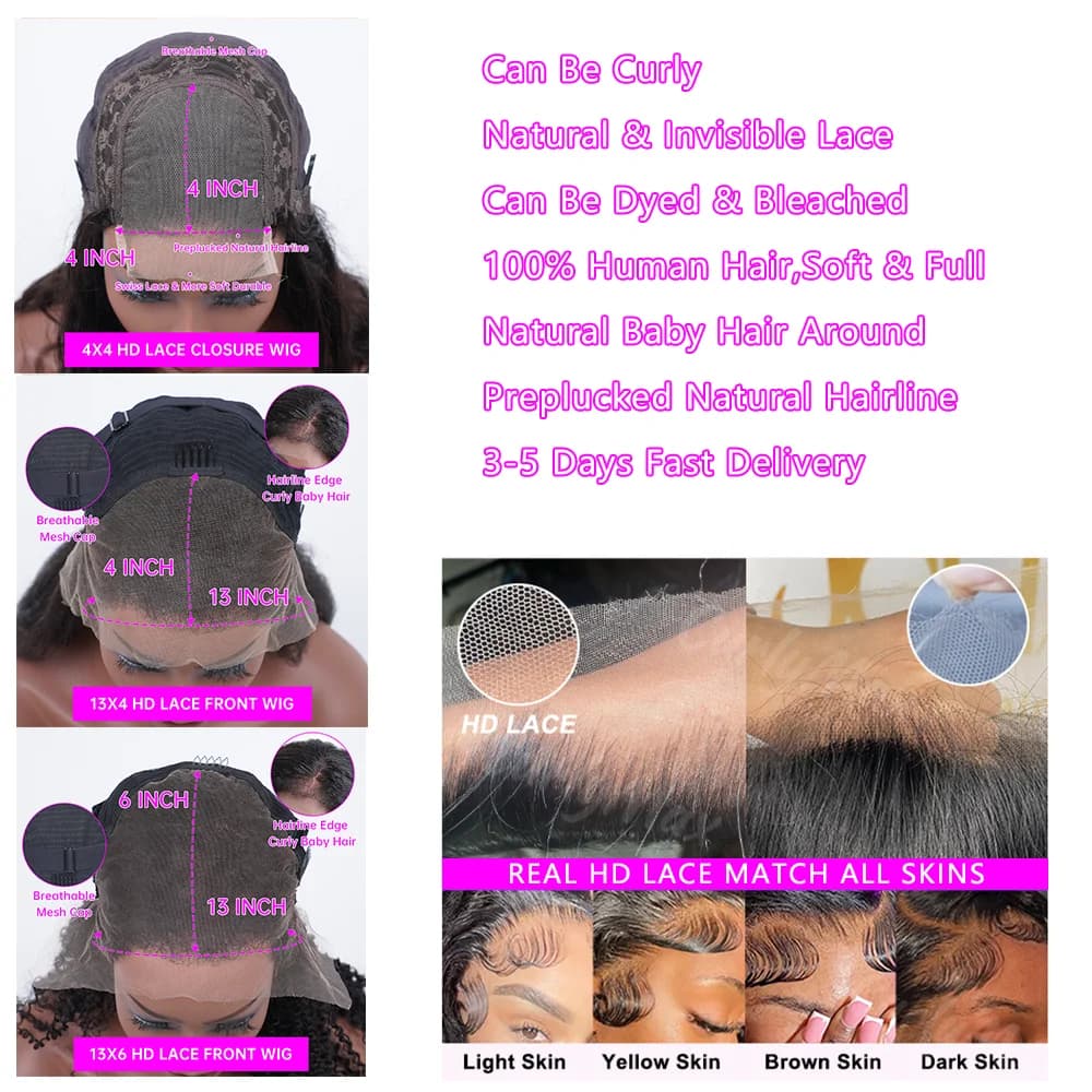 Perruques Lace Frontal Body Wave Marron Remy Pré-Pluckées Couleur Chocolat 13x6 HD Lace Front Cheveu