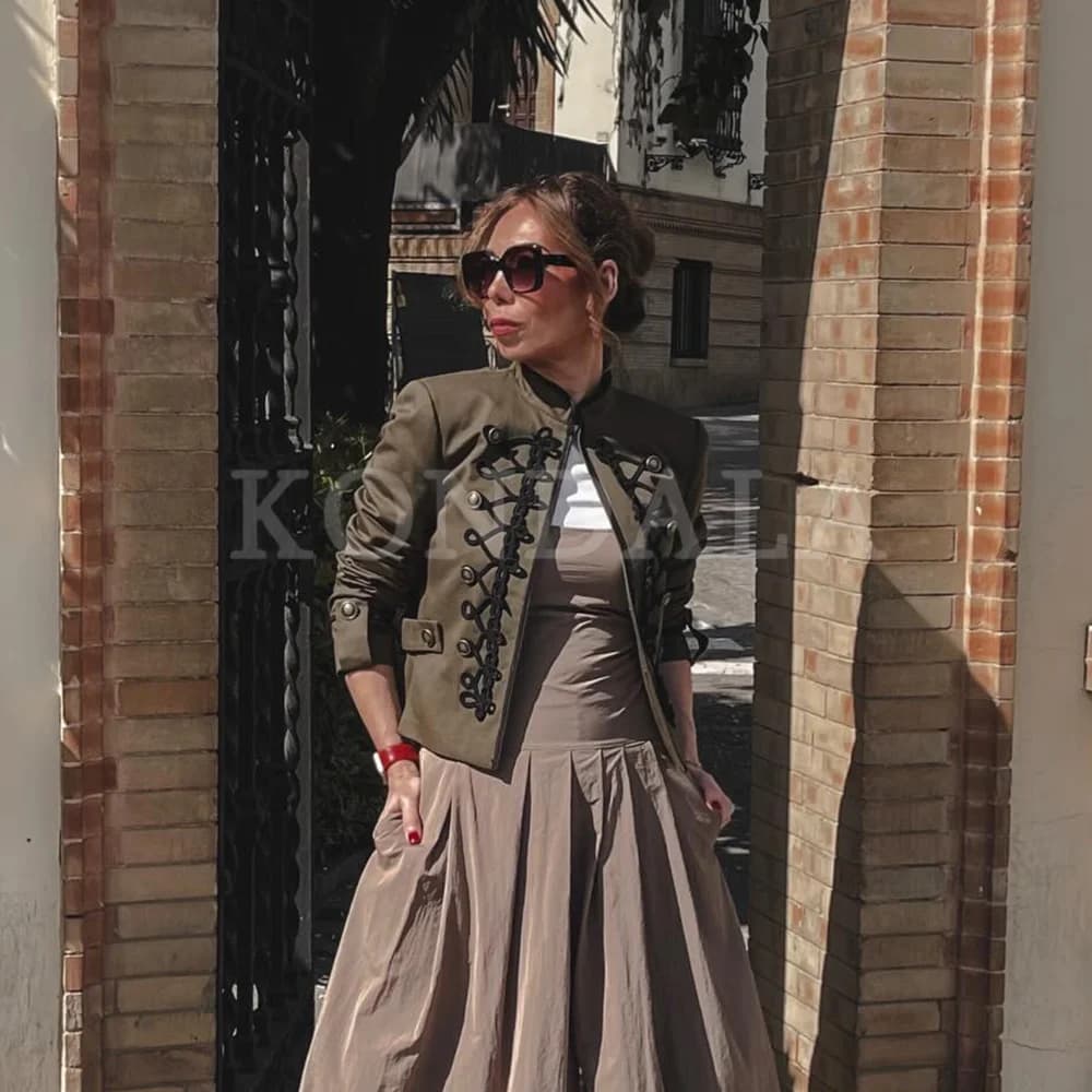 KONDALA 2026 Printemps-Été – Vestes Brodées Vertes Élégantes pour Femmes – Mode Soirée, Remise de Di