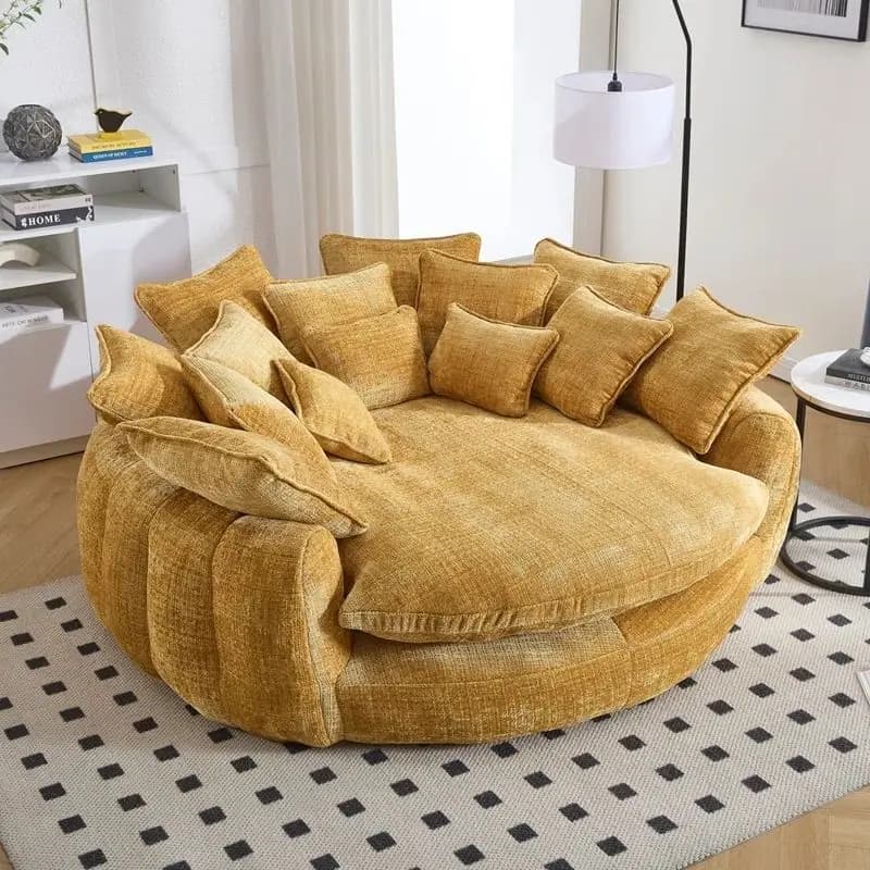 Canapé paresseux simple en tissu rond italien, chaise légère de luxe de styliste créatif, amovible e