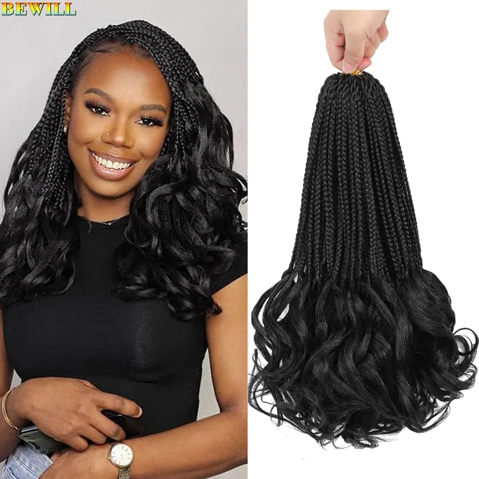 Tresses synthétiques au crochet de 14 pouces pour cheveux bouclés français, tresses en boîte de bouc