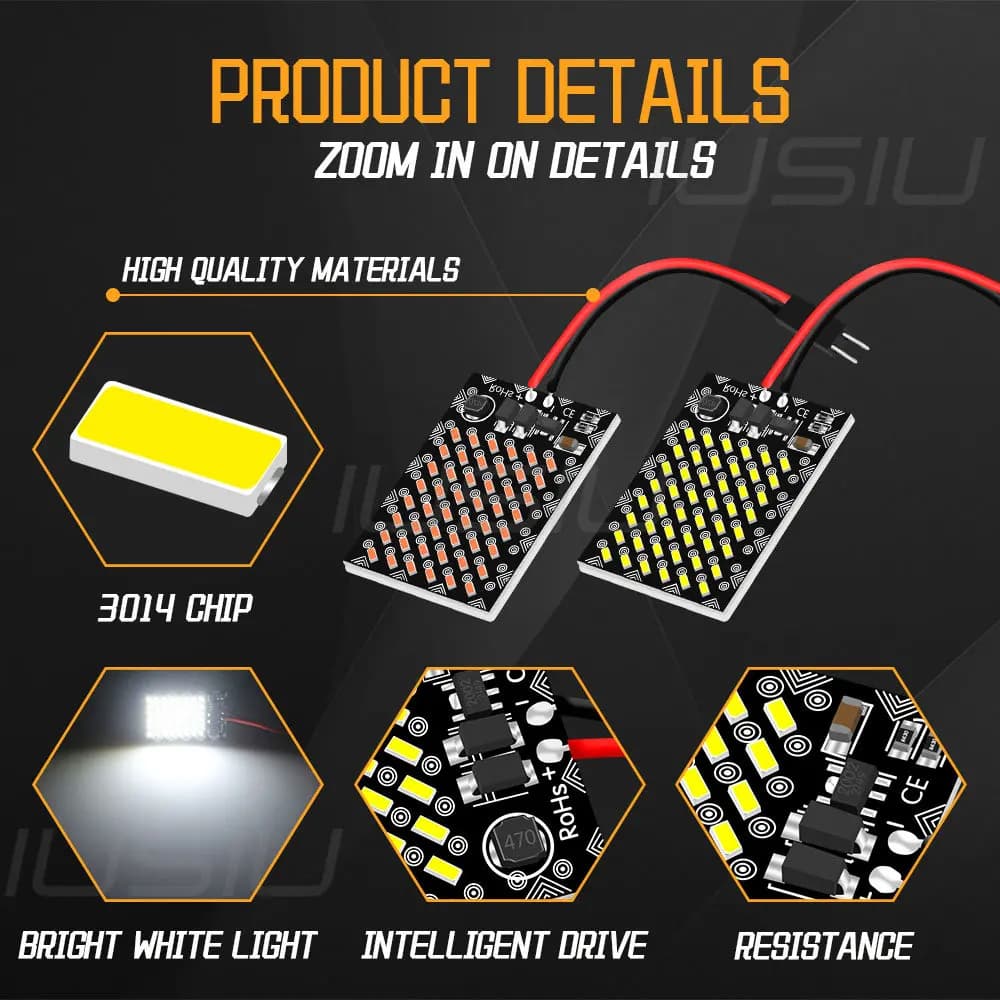 IUSIU-Guirxiété lumineuse LED pour intérieur de voiture, lampe de panneau de lecture breton, ampoule