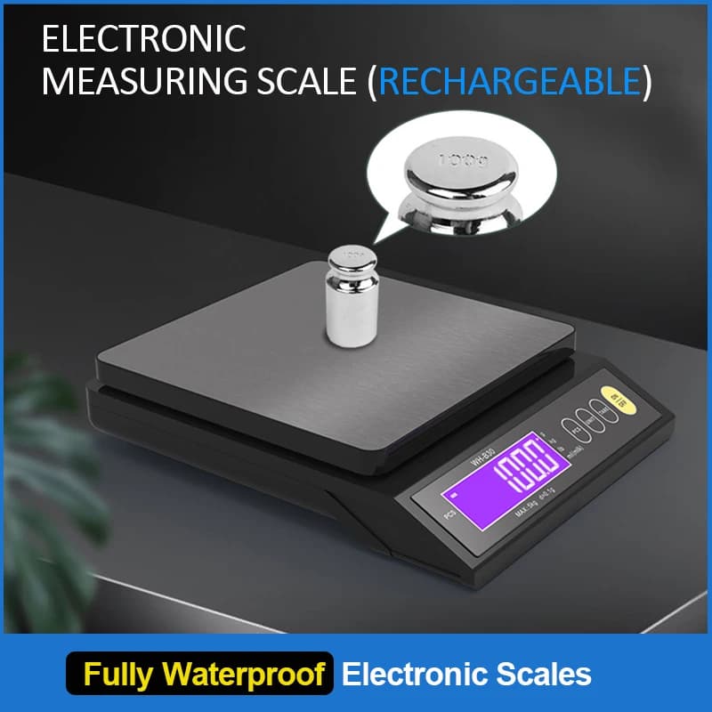 Balance de cuisine Rechargeable 5kg/10kg, entièrement étanche, affichage LCD, balance électronique e