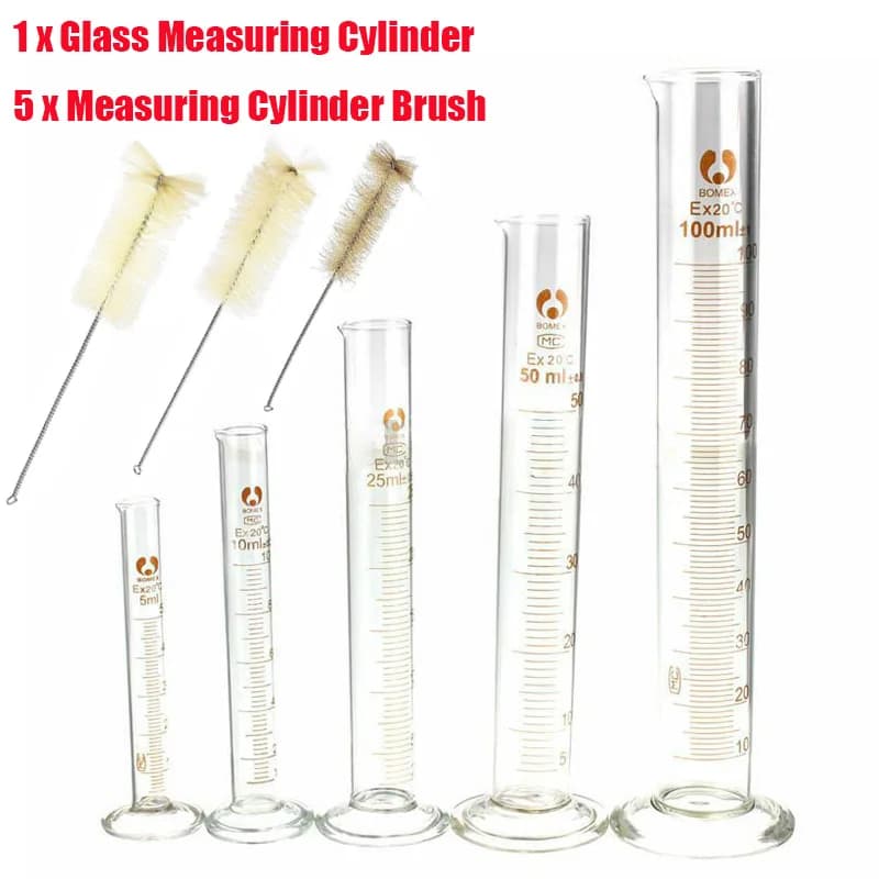 Nouvel ensemble professionnel de cylindres gradués en verre épais, 5ml, 10ml, 25ml, 50ml, 100ml, kit