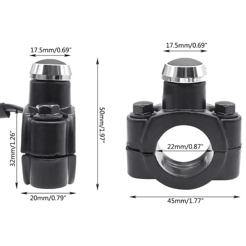 Bouton de commutation momentané stroboscopique, universel, pour guidon de moto, en alliage d'alumini