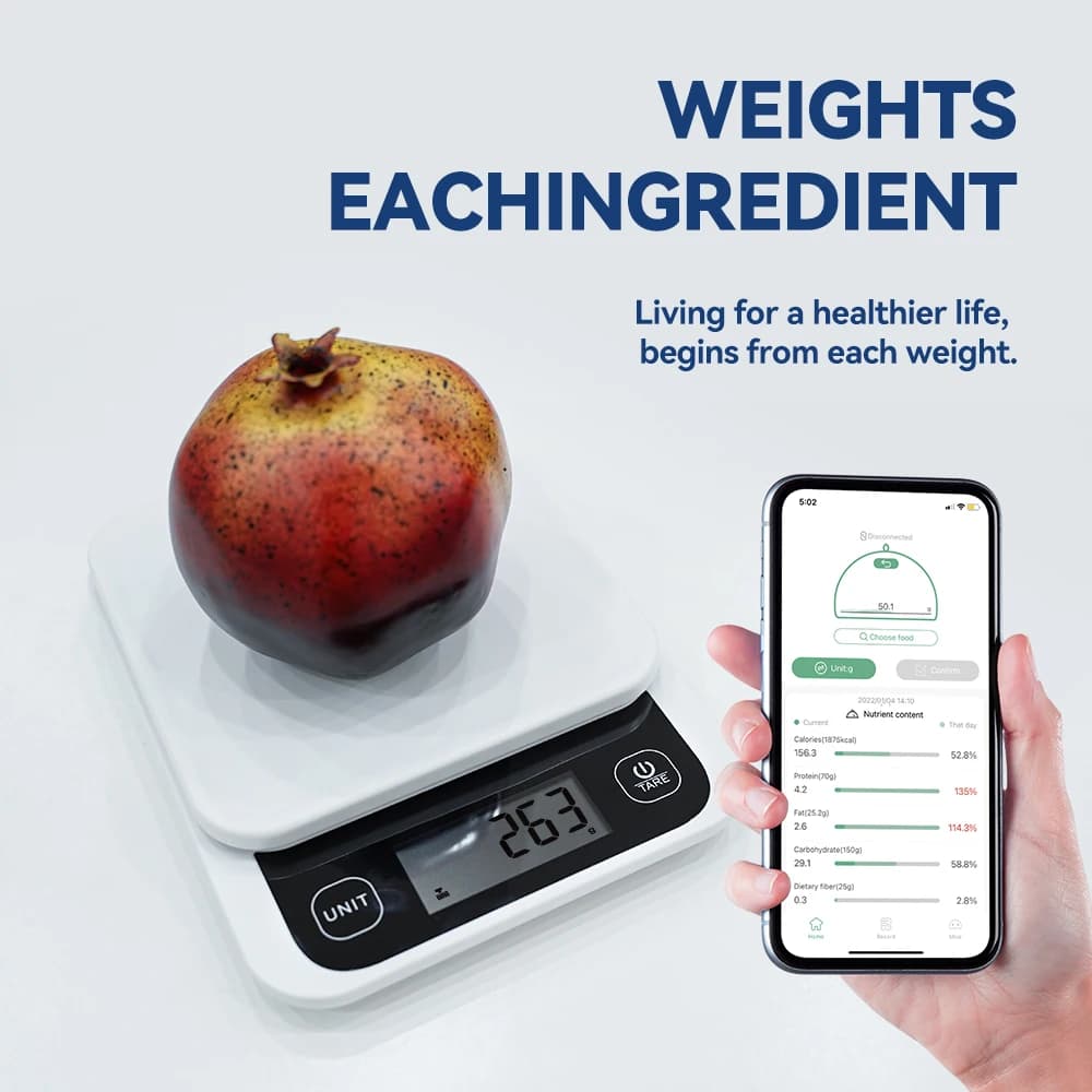 Balance de cuisine intelligente 5kg/0.1g/1g, balance de nutrition, balance de calories alimentaires 
