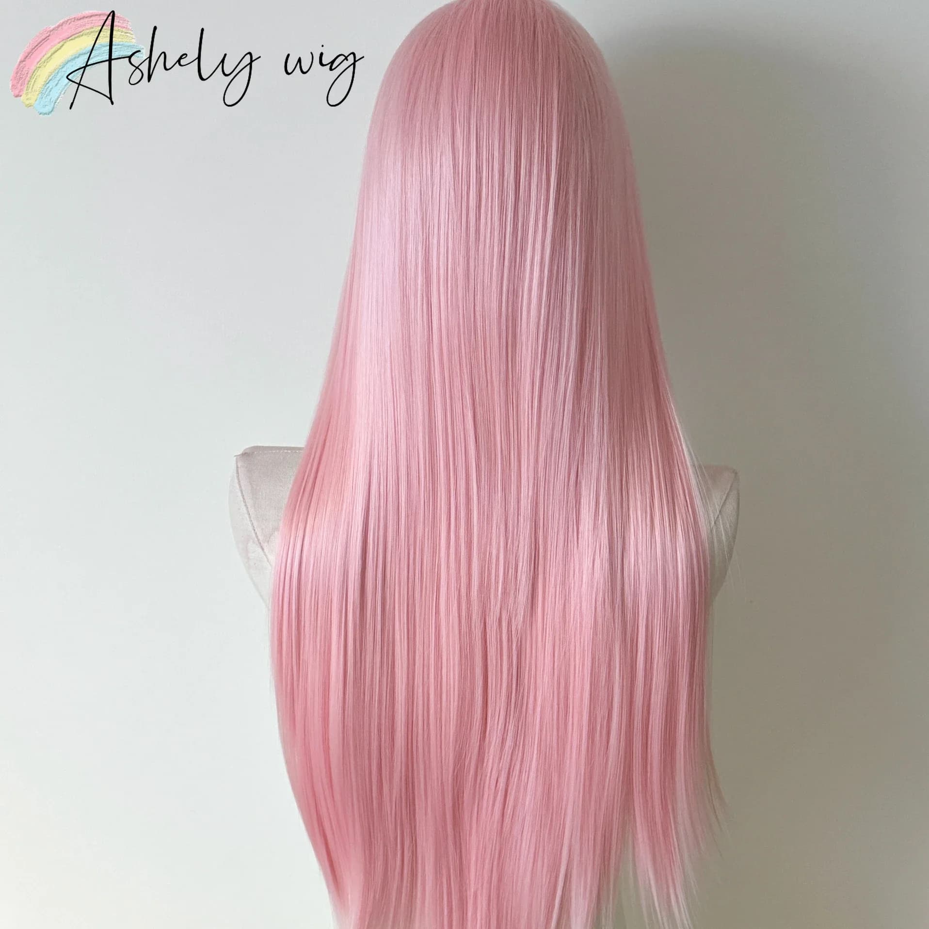 Perruque Lace Front Wig synthétique rose clair 13x4, perruque de 26 pouces longue et lisse, perruque