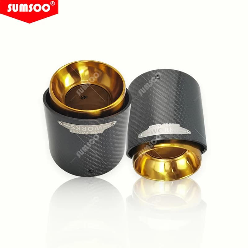 Véritable SUMSOO 1 pièces noir Chrome et fibre de carbone embout de silencieux adapté pour Mini Coop